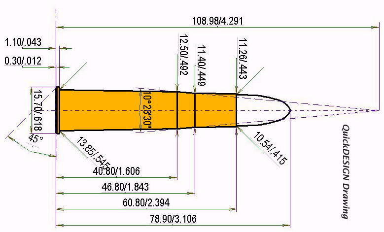 10.3 x 60 R Swiss technical drawing and load data