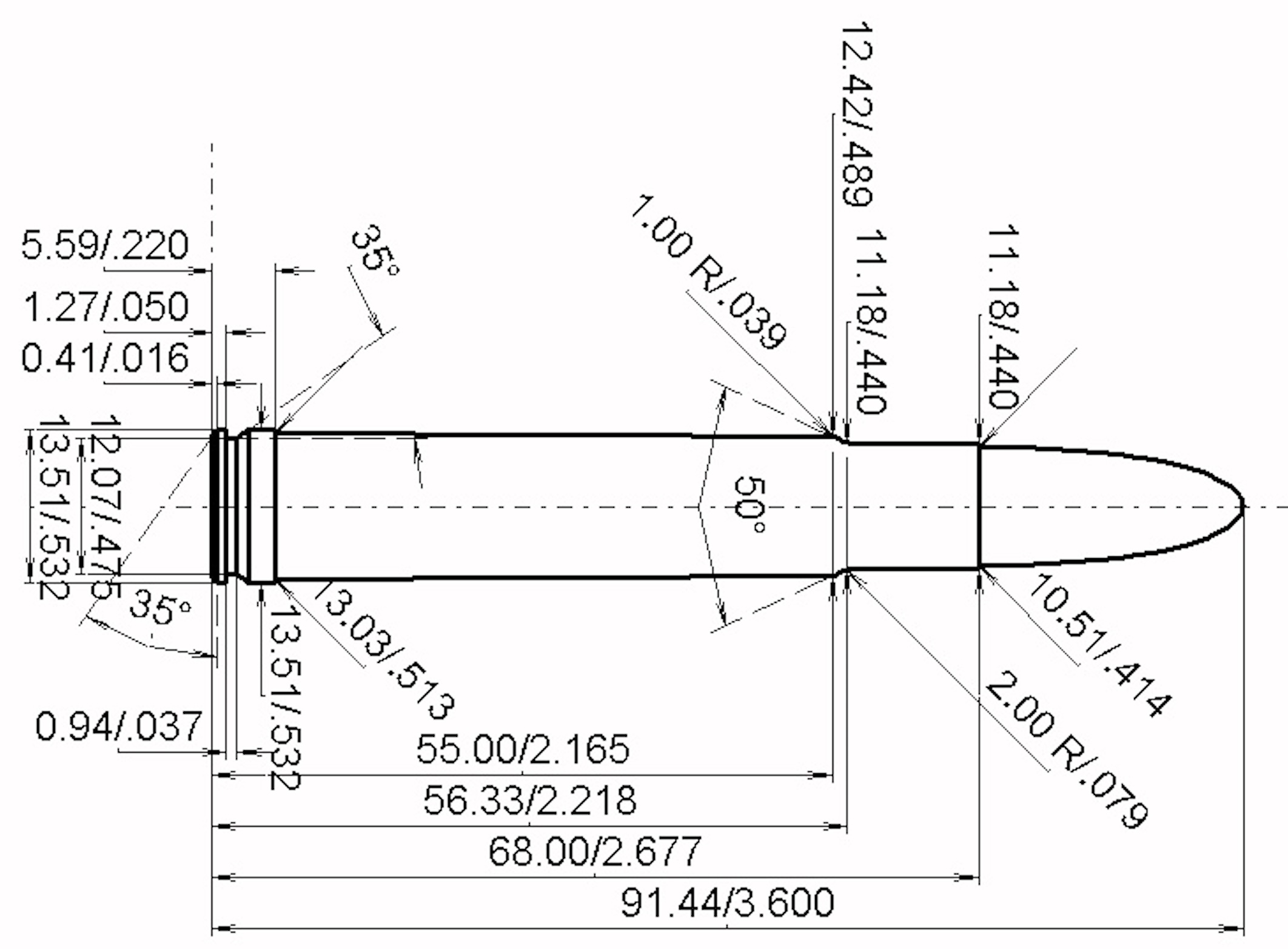 10.3 x 68 Mag. technische Zeichnung