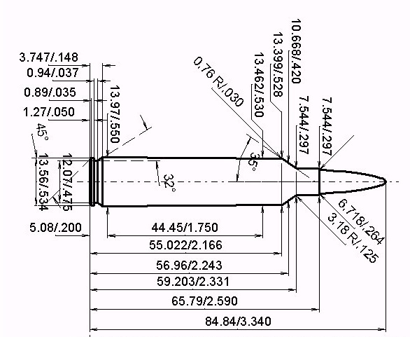 .26 Nosler dessin technique et données de charge