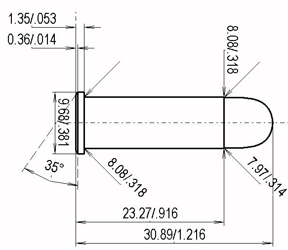 .32 Long Colt rysunek techniczny i dane ładunkowe