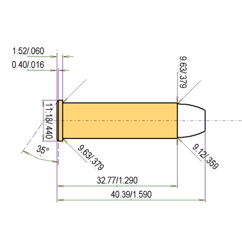 .357 Mag. dibujo técnico y datos de carga
