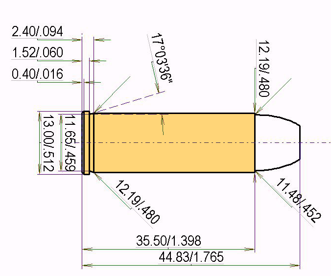 .454 Casull Mag. teknisk tegning og ladedata