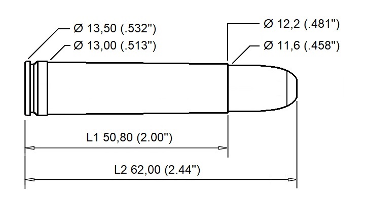 .458 x 2'' American technische Zeichnung