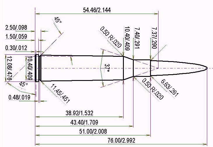 6.5 x 51 R Jap. Arisaka technical drawing and load data