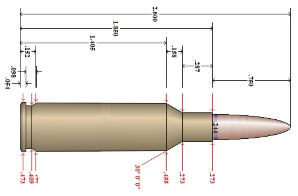 6 x 47 Lapua technische Zeichnung