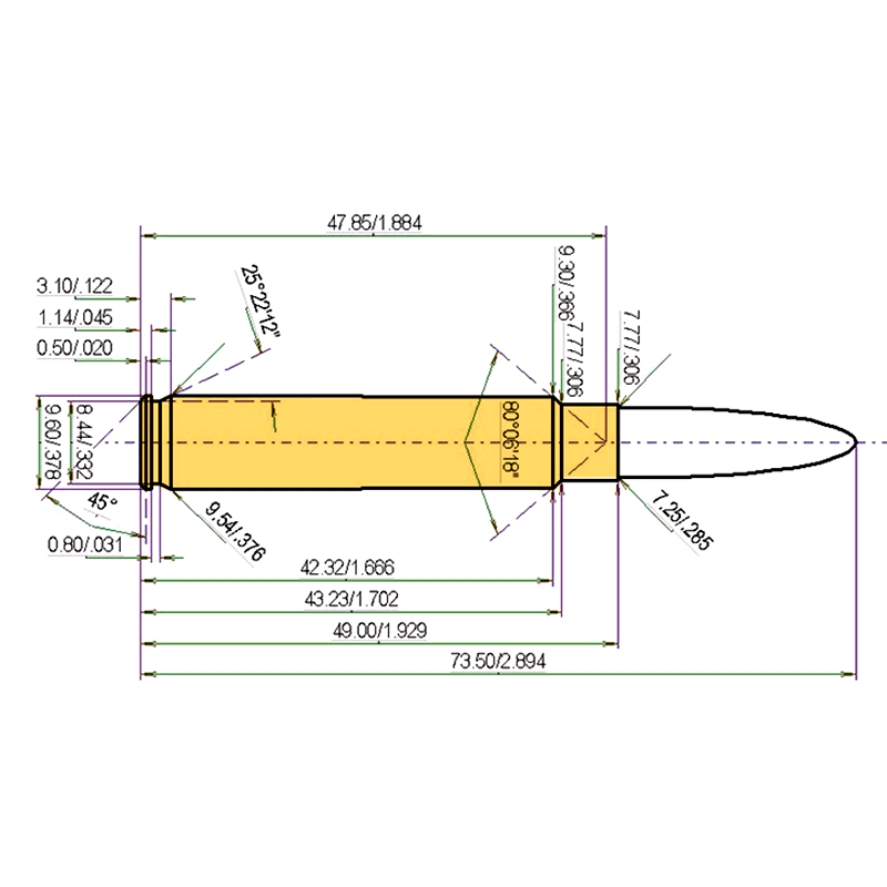 7 x 49 GJW dessin technique et données de charge